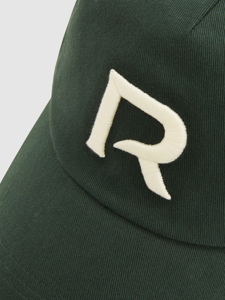 Reiss Green/Ivory Swanson Twill Logo-Embroidered Cap - Image 4 of 4