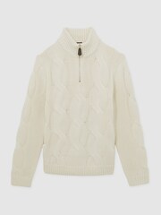 Reiss White Broughton Atelier Cabled-Cashmere Jumper - Image 2 of 6