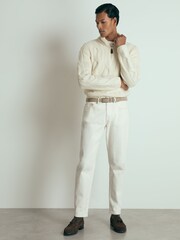 Reiss White Broughton Atelier Cabled-Cashmere Jumper - Image 3 of 6