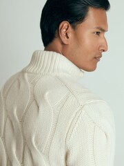 Reiss White Broughton Atelier Cabled-Cashmere Jumper - Image 4 of 6