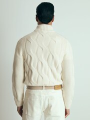 Reiss White Broughton Atelier Cabled-Cashmere Jumper - Image 5 of 6