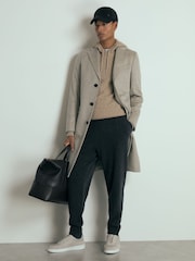 Reiss Soft Brown Melange Crane Atelier Cabled-Cashmere Hoodie - Image 3 of 5