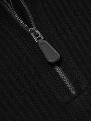 Reiss Black Santo Atelier Ribbed-Cashmere Funnel-Neck Jumper - Image 6 of 6