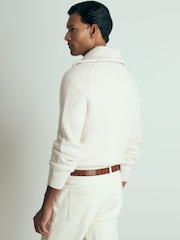Reiss White Santo Atelier Ribbed-Cashmere Funnel-Neck Jumper - Image 5 of 7