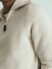 Reiss White Santo Atelier Ribbed-Cashmere Funnel-Neck Jumper - Image 6 of 7