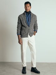 Reiss Black/White Pentham Atelier Cabled-Cashmere Jacket - Image 3 of 5