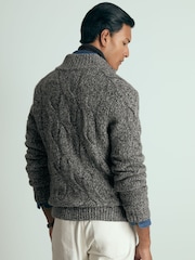 Reiss Black/White Pentham Atelier Cabled-Cashmere Jacket - Image 4 of 5