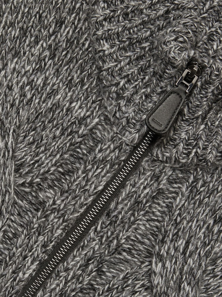 Reiss Black/White Pentham Atelier Cabled-Cashmere Jacket - Image 5 of 5