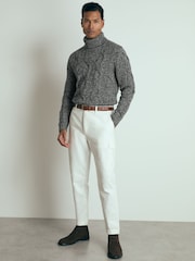 Reiss Black/White Richards Atelier Cabled-Cashmere Roll-Neck Jumper - Image 3 of 6
