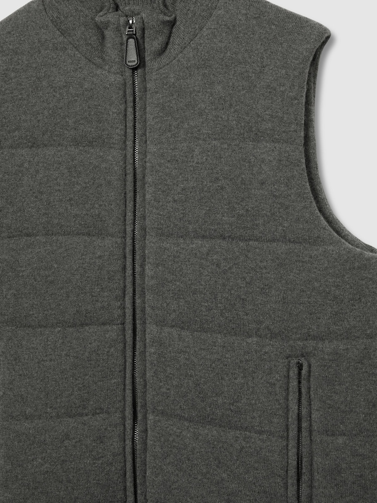 Reiss Mid Grey Melange Shackleton Atelier Quilted-Cashmere Gilet - Image 6 of 6 Reiss Mid Grey Melange Shackleton Atelier Quilted-Cashmere Gilet - Image 6 of 6