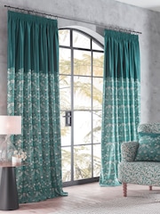 Clarke and Clarke Teal Strawberry Thief Pencil Pleat Curtains - Image 1 of 1