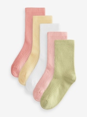 Multi 5 Pack Cotton Rich Waffle Texture Ankle Socks - Image 1 of 6
