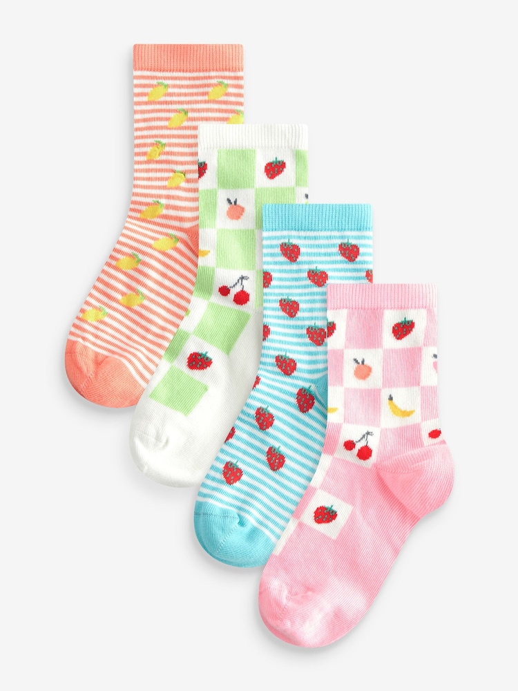 Pink, Blau und Grün - 4 Pack Cotton Rich Fruit Socks - Bild 1 von 5 Pink, Blau und Grün - 4 Pack Cotton Rich Fruit Socks - Bild 1 von 5