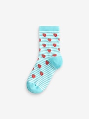 Pink/ Blue and Green 4 Pack Cotton Rich Fruit Socks - Image 4 of 5