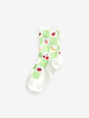 Pink/ Blue and Green 4 Pack Cotton Rich Fruit Socks - Image 5 of 5