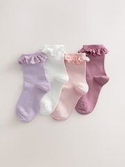 Mehrfarbig - 4 Pack Cotton Rich Ruffle Frill Ankle Socks - Bild 1 von 3