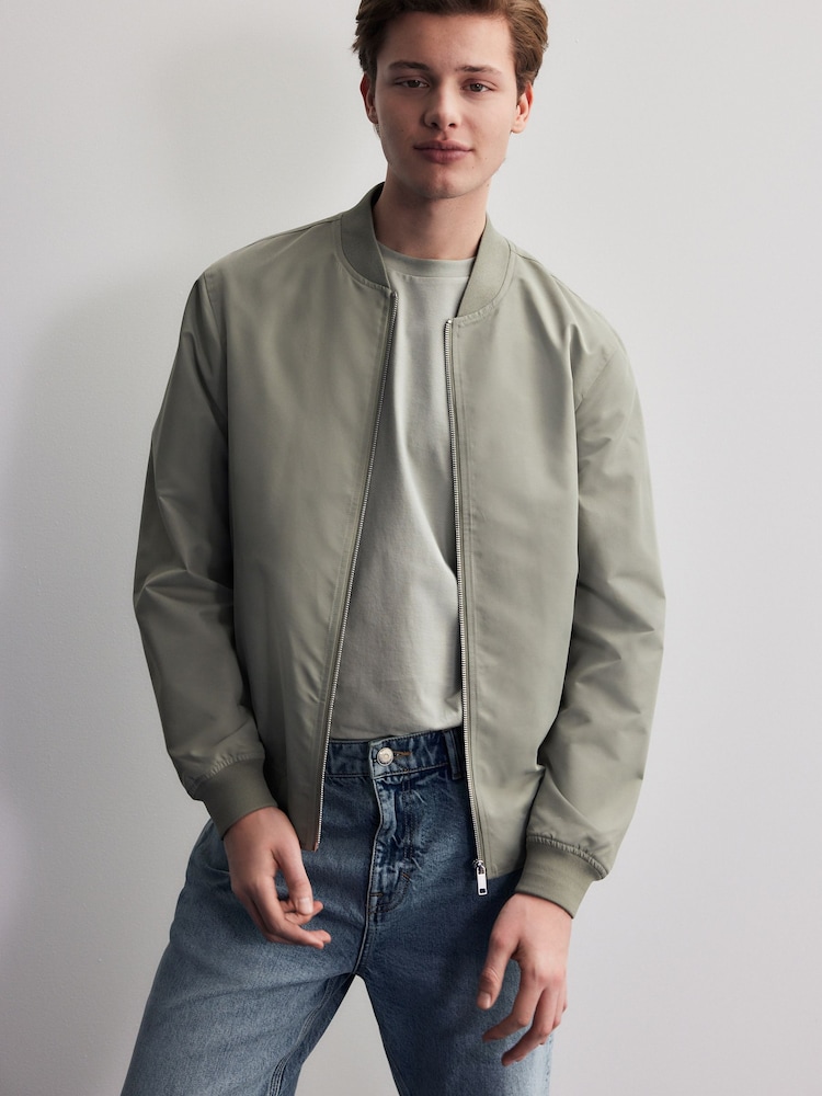 Sage Green Shower Resistant Bomber Jacket - Image 1 of 4