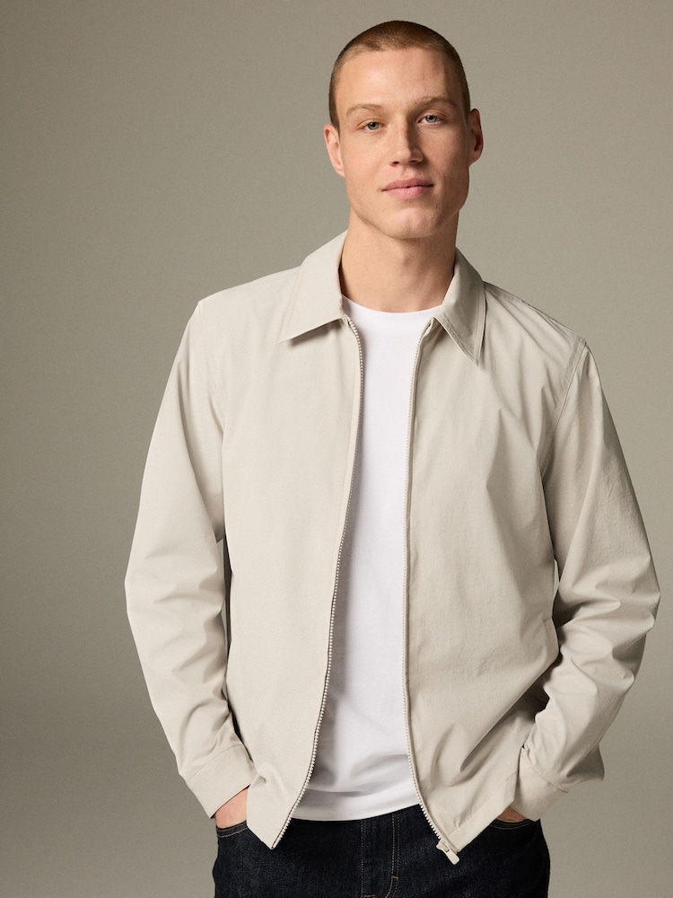 Ecru Stretch Technical Shacket - Image 1 of 7