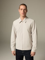 Ecru Stretch Technical Shacket - Image 4 of 7