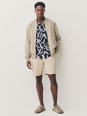 Stone TENCEL™ Lyocell Linen Blend Bomber Jacket - Image 3 of 6