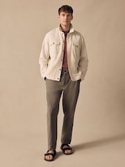 Neutral Cotton Linen Blend Lightweight Shacket - Image 2 of 7