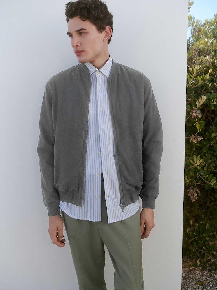 Azul - bomber TENCEL ™ Linen Blend e liocel Jacket - Imagem 1 de 8