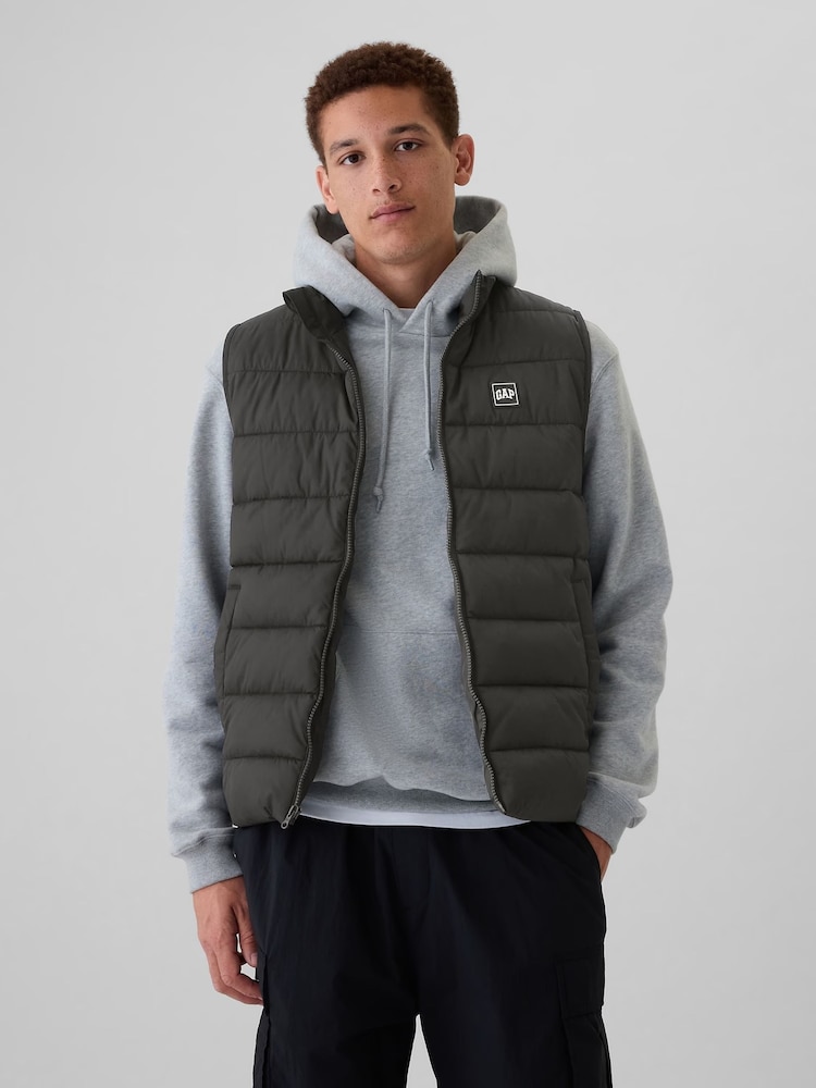 Gap Black Logo Water Resistant Puffer Gilet Jacket - Image 1 of 6