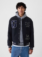 Gap, College-Bomberjacke aus Wollmischung mit Logo - Bild 1 von 10