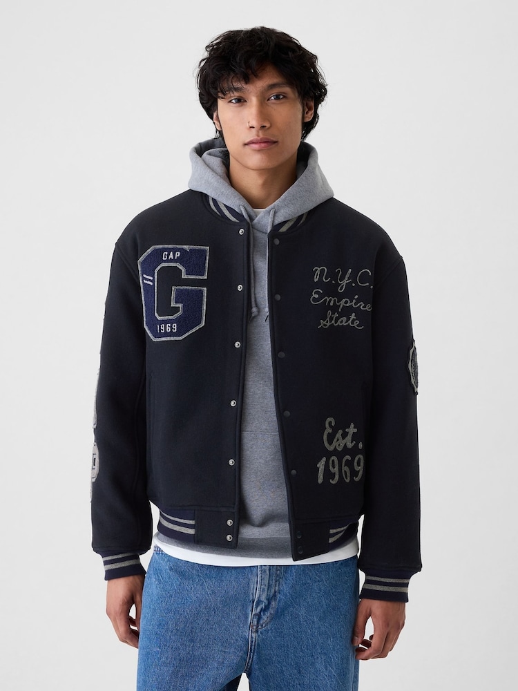 Gap, College-Bomberjacke aus Wollmischung mit Logo - Bild 1 von 10