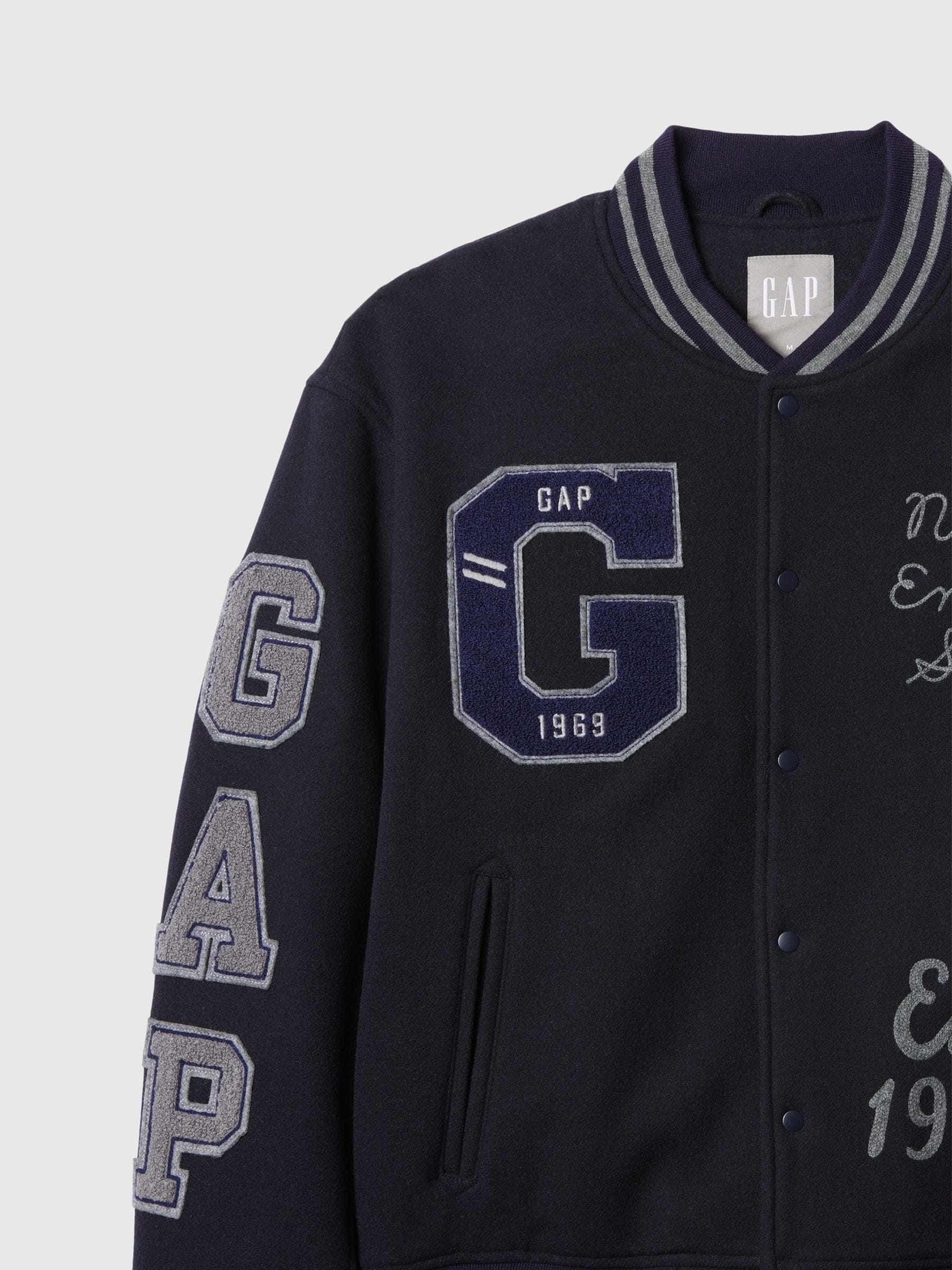Buy Gap Blue Wool Blend Logo Varsity Bomber Jacket from Next Luxembourg