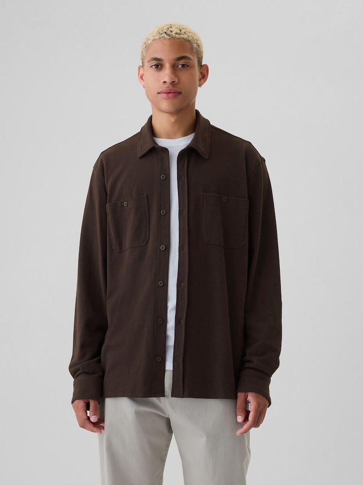 Gap Brown Jersey Long Sleeve Shirt - Image 1 of 5