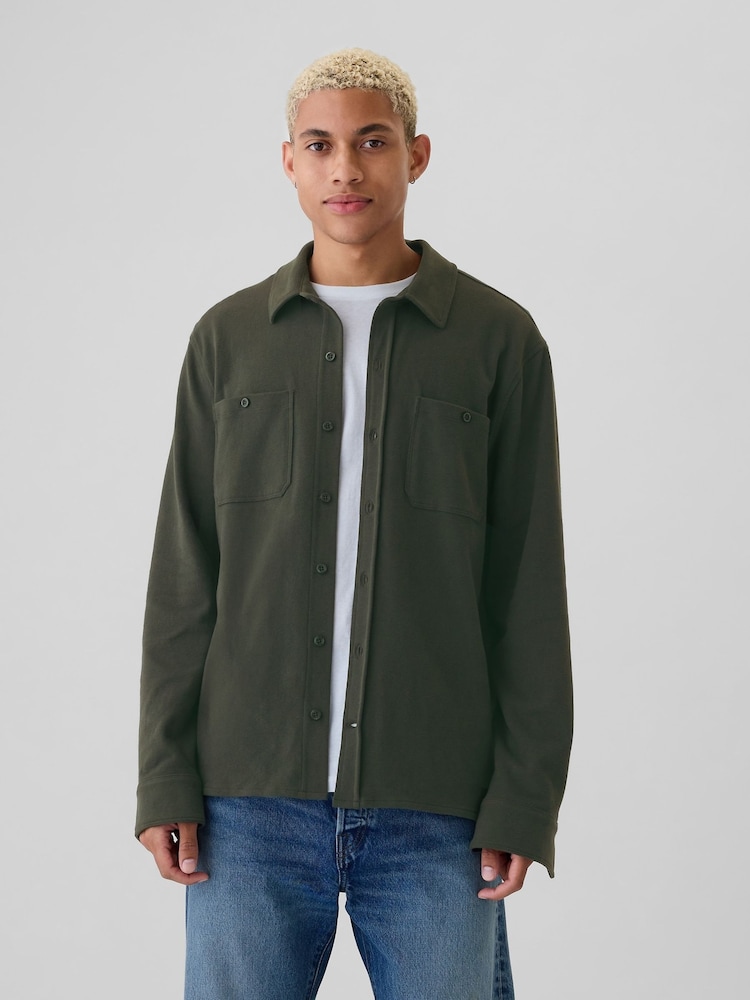 Gap Green Jersey Long Sleeve Shirt - Image 1 of 6 Gap Green Jersey Long Sleeve Shirt - Image 1 of 6
