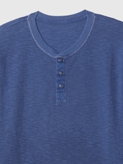 Gap Blue Waffle 100% Cotton Henley T-Shirt - Image 5 of 5