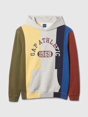 Gap Grey Heavyweight Colourblock Athletic Logo Hoodie - Image 4 of 5