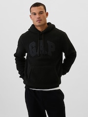 Schwarz - Gap Sherpa-Kapuzensweatshirt mit Logo - Bild 1 von 5