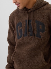 Gap Brown Logo Sherpa Hoodie - Image 4 of 5