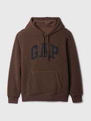 Gap Brown Logo Sherpa Hoodie - Image 5 of 5