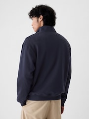 Gap Navy Blue Logo Heavyweight Quarter-Zip Sweatshirt - Image 2 of 5