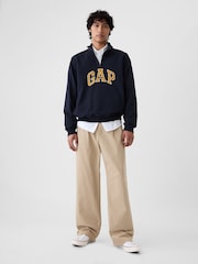 Gap Navy Blue Logo Heavyweight Quarter-Zip Sweatshirt - Image 3 of 5