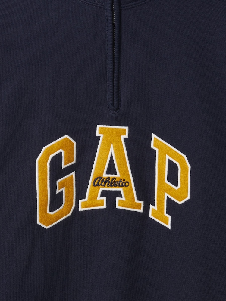 Gap Navy Blue Logo Heavyweight Quarter-Zip Sweatshirt - Image 5 of 5