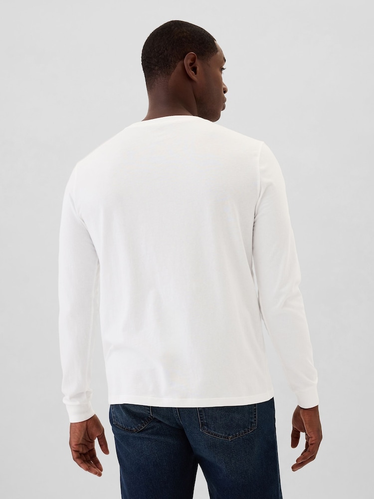 Wit - Lange mouwen - Gap Everyday 100% katoenen T-shirt met ronde hals - Image 2 of 4