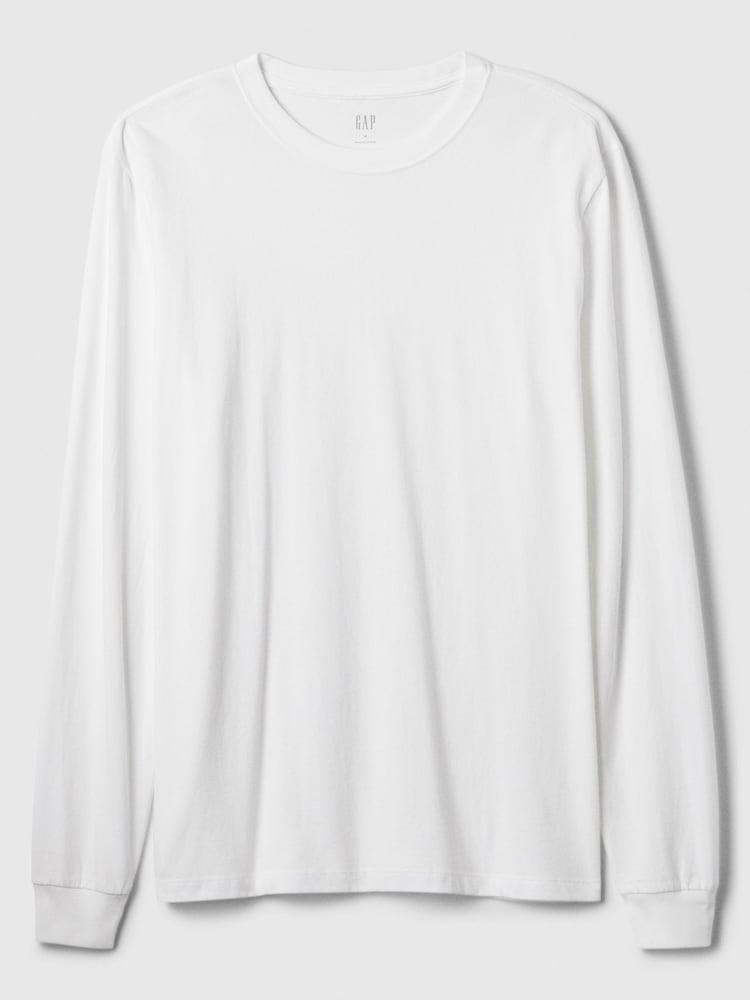 Wit - Lange mouwen - Gap Everyday 100% katoenen T-shirt met ronde hals - Image 4 of 4