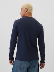 Gap Navy Blue Long Sleeve Everyday 100% Cotton Crew Neck T-Shirt - Image 2 of 4