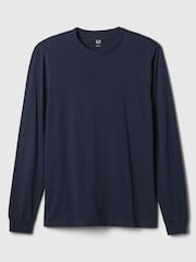 Gap Navy Blue Long Sleeve Everyday 100% Cotton Crew Neck T-Shirt - Image 4 of 4