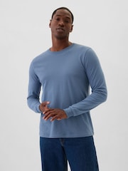 Gap Blue Long Sleeve Everyday 100% Cotton Crew Neck T-Shirt - Image 1 of 4