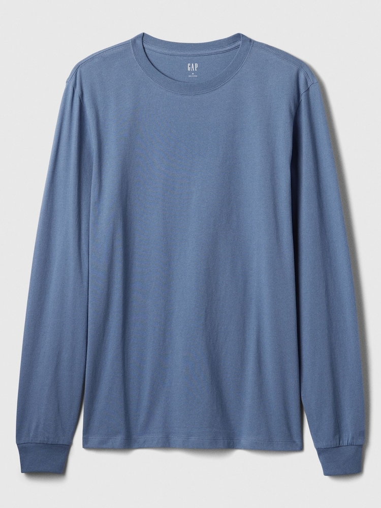 Gap Blue Long Sleeve Everyday 100% Cotton Crew Neck T-Shirt - Image 4 of 4