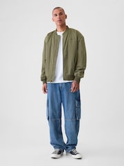 Gap Green Relaxed Logo Bomber Jacket - Image 1 of 5