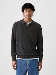 Gap Grey Merino Wool Polo Jumper - Image 1 of 5