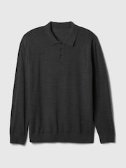 Gap Grey Merino Wool Polo Jumper - Image 4 of 5