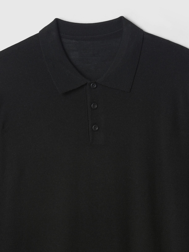 Gap Black Merino Wool Polo Jumper - Image 5 of 5